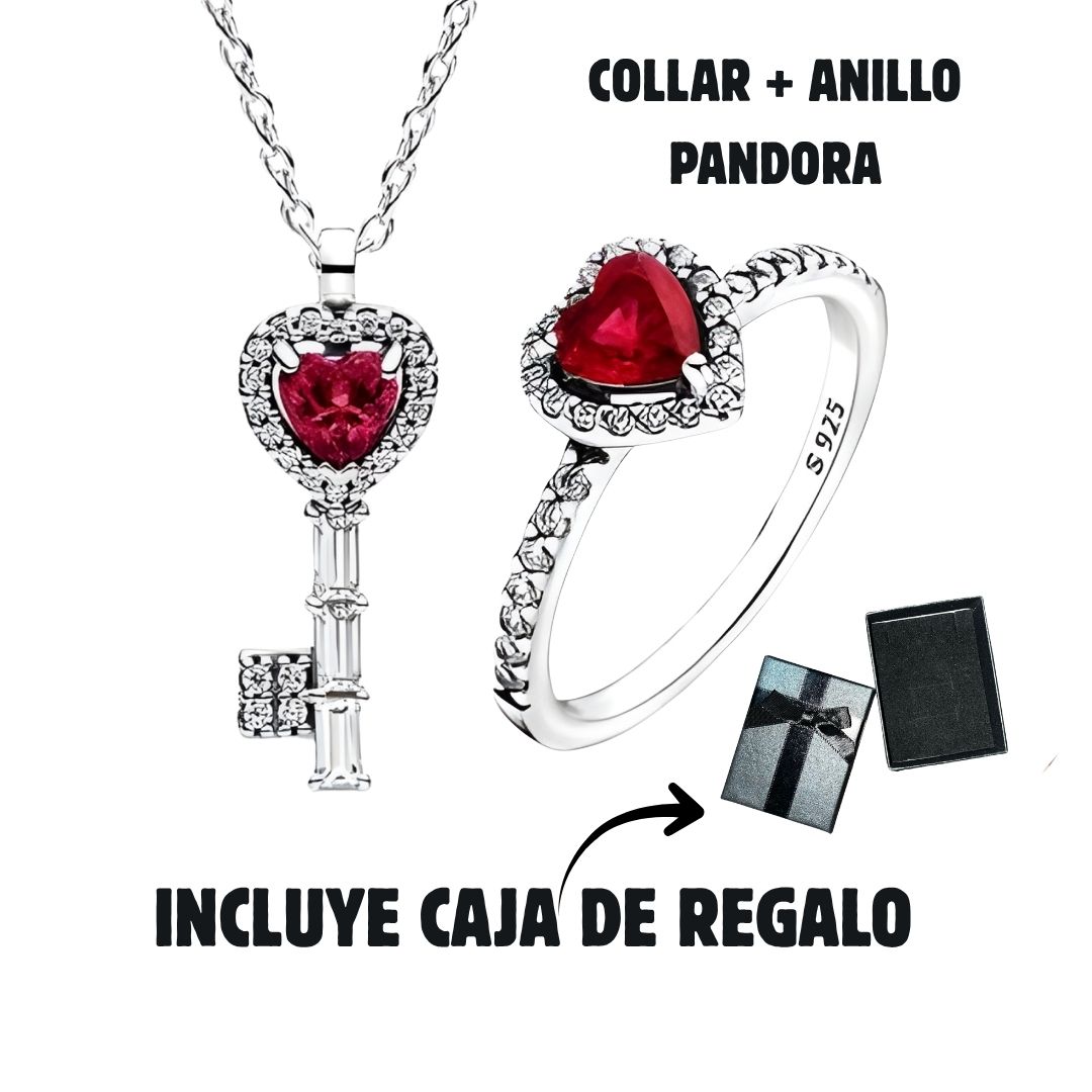 Collar Llave Rojo + Anillo  + CAJREGAL